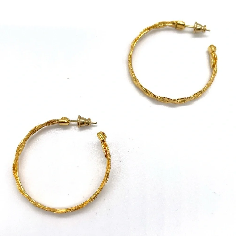 Gas Bijoux's Gold Tone Brass Braided Hoop Earrings - Picture 6 of 6